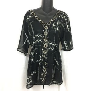 A pea in the Pod embellished tunic sheer blouse s